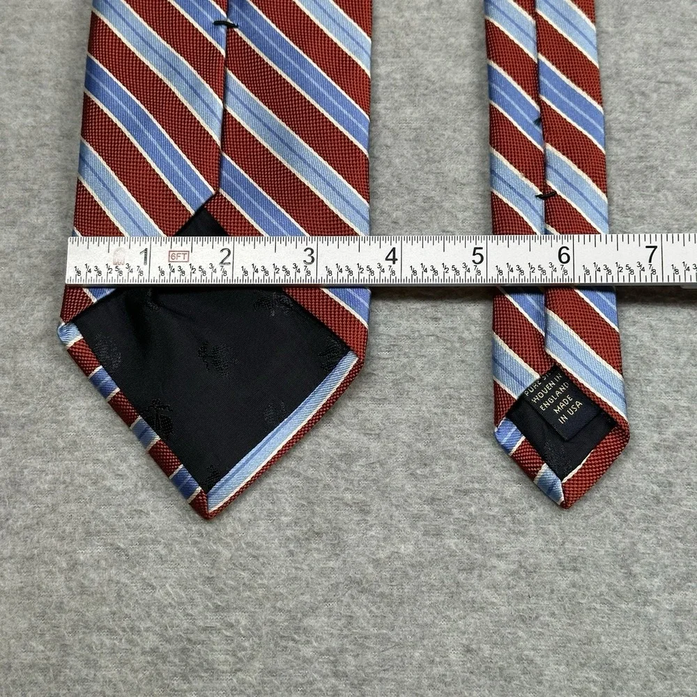 Brooks Brothers Neck Tie‎ Repp Stripe Red Blue 100% Silk Stain Resistant NOTE